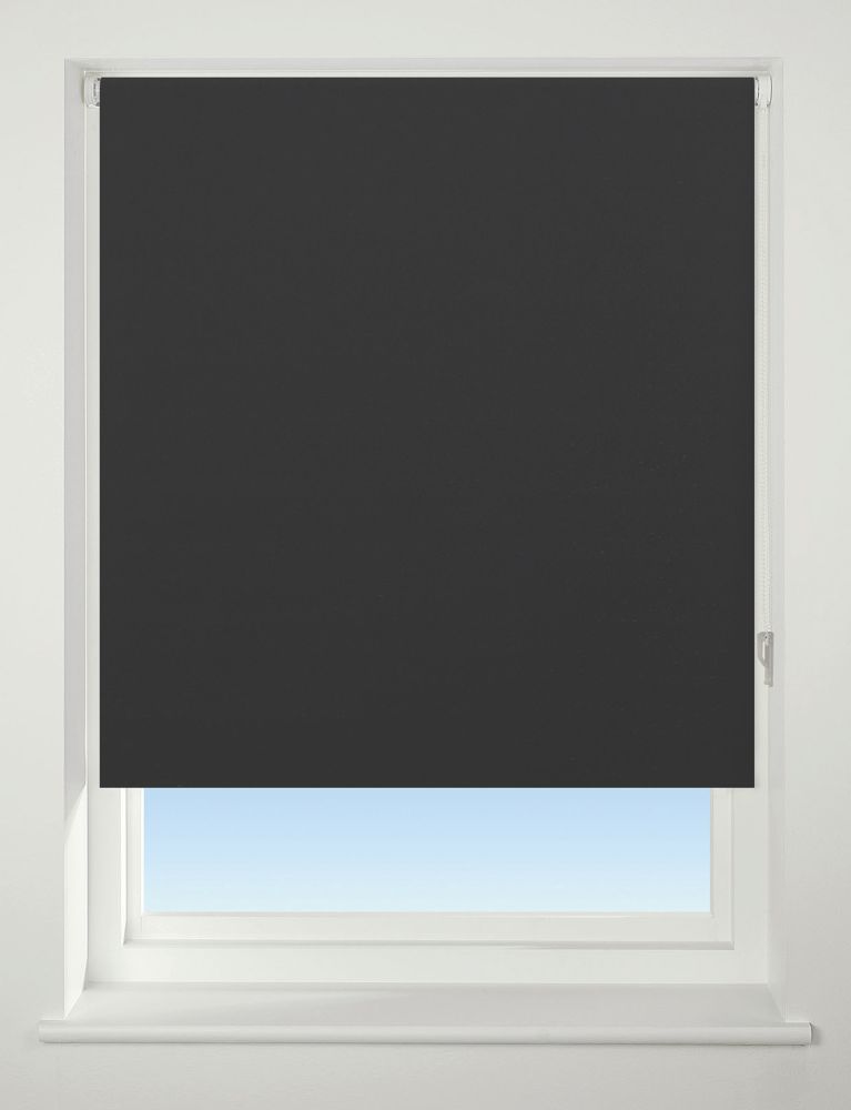 Image of Universal Polyester Roller Non-Blackout Blind Jet Black 1500mm x 1700mm Drop 