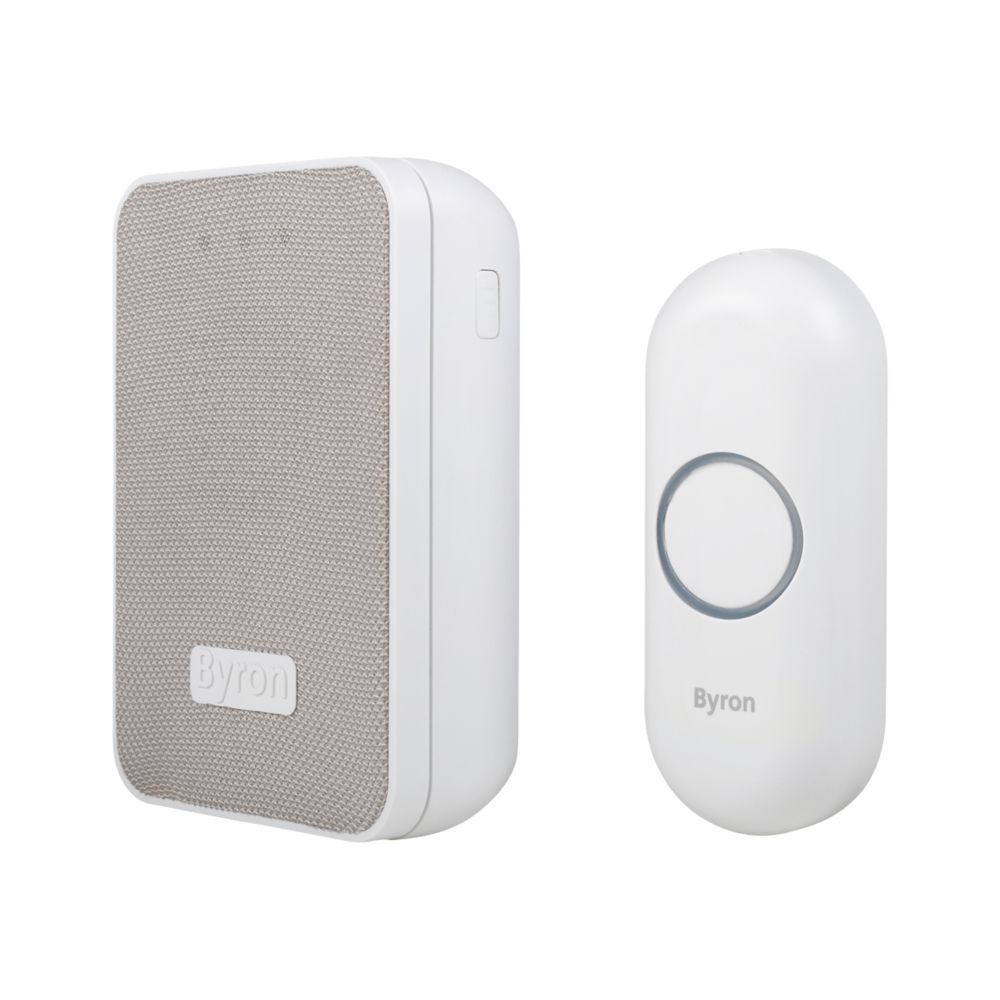 Image of Byron DBY-22321 Battery-Powered Wireless Doorbell White / Grey 