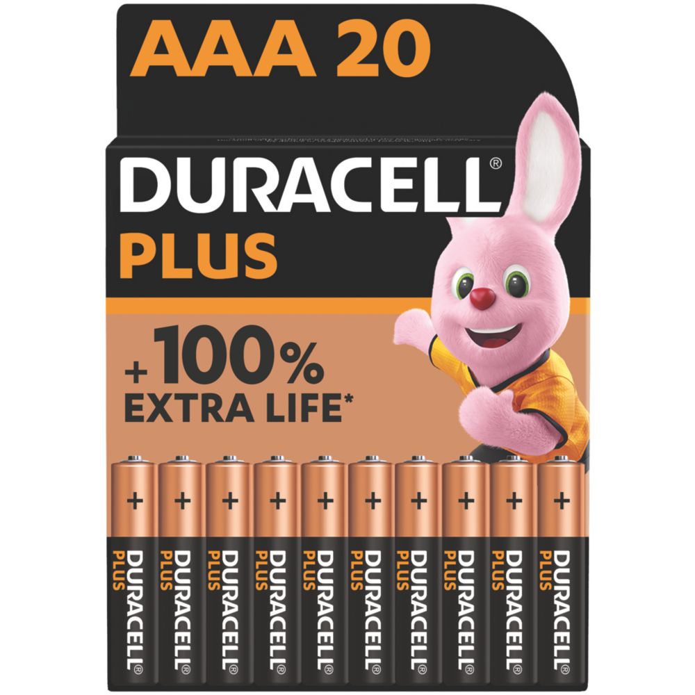 Image of Duracell Plus AAA Alkaline Batteries 20 Pack 