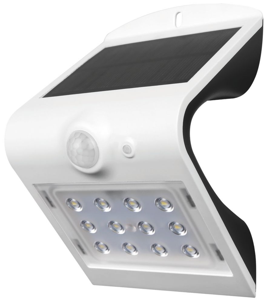 Image of Luceco LEXS30W30-01 Outdoor LED Solar Wall Light With PIR Sensor White 220lm 