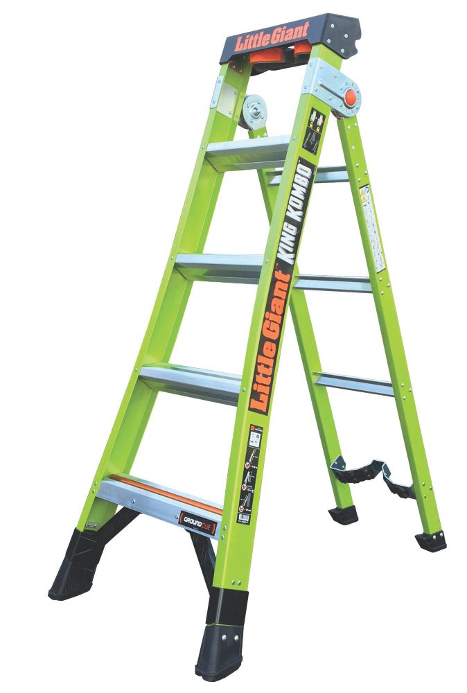 Image of Little Giant King Kombo 2-Section 3-Way Fibreglass & Aluminium 3-in-1 Extension Ladder 2.6m 