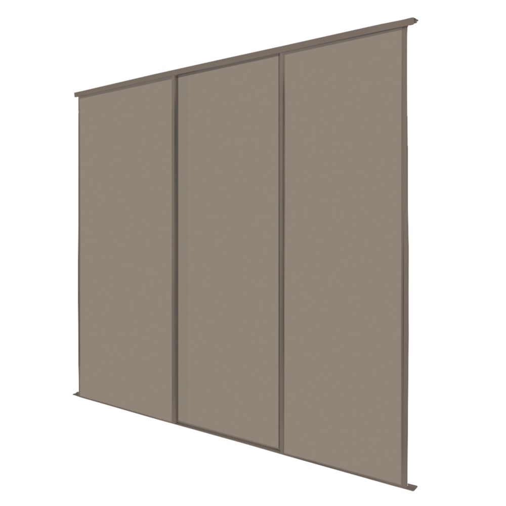 Image of Spacepro Classic 3-Door Sliding Wardrobe Door Kit Stone Grey Frame Stone Grey Panel 2672mm x 2260mm 