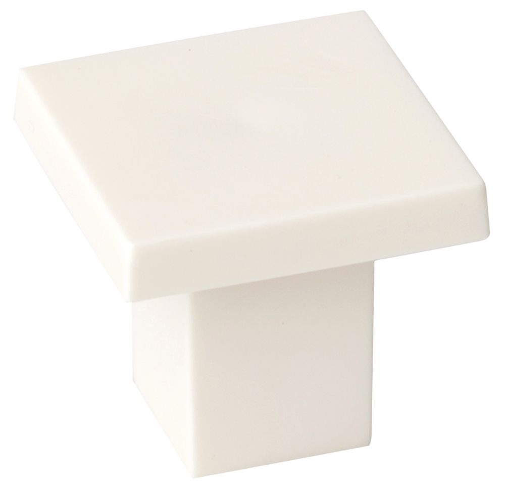 Image of Decorative Square Cabinet Knobs White 30mm 6 Pack 