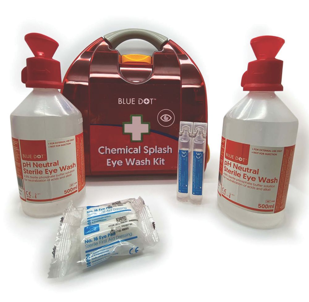 Image of Wallace Cameron Blue Dot Chemical Splash Eye Wash Kit 6 Pieces 