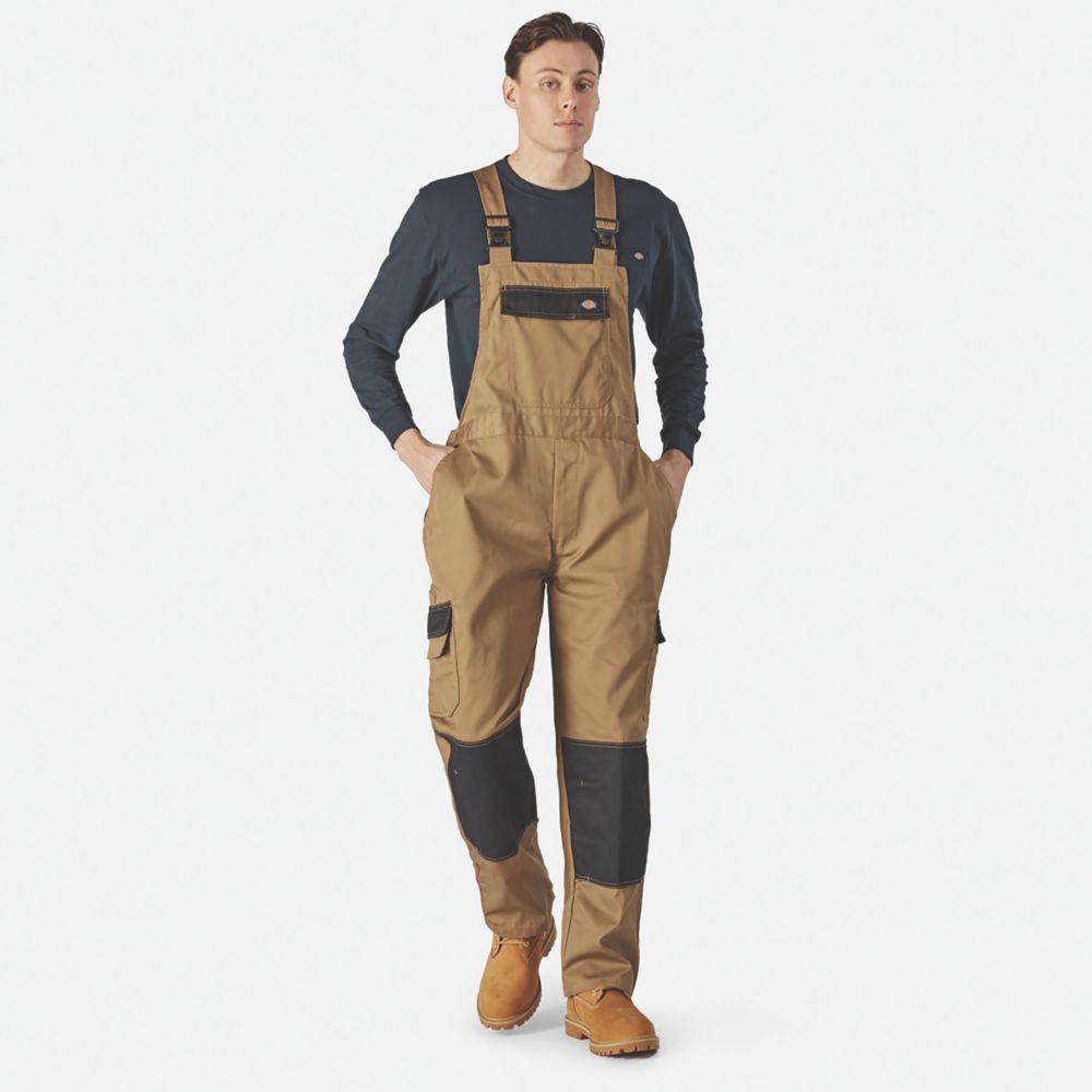 Image of Dickies Everyday Bib & Brace Boiler Suit/Coverall Khaki/Black XX Large 42-44" W 31" L 