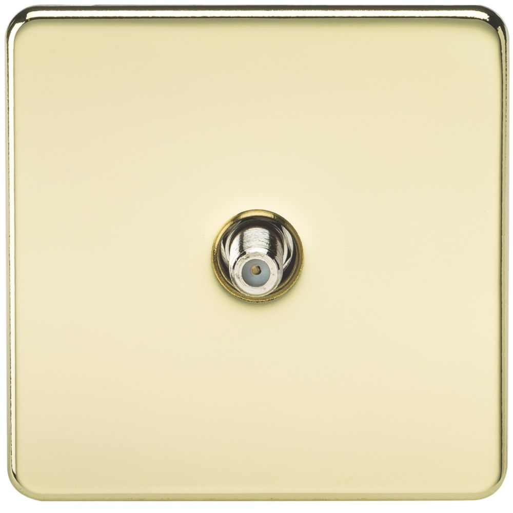 Image of Knightsbridge 1-Gang F-Type Satellite Socket Polished Brass 