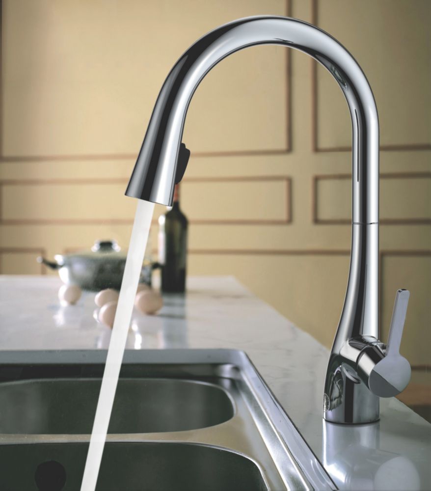 Image of Oxford Pull-Out Spray Mono Mixer Kitchen Tap Chrome 