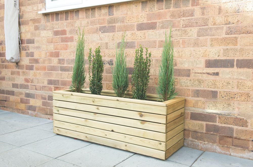 Image of Forest Rectangular Long Linear Planter Natural Wood 1200mm x 400mm x 440mm 
