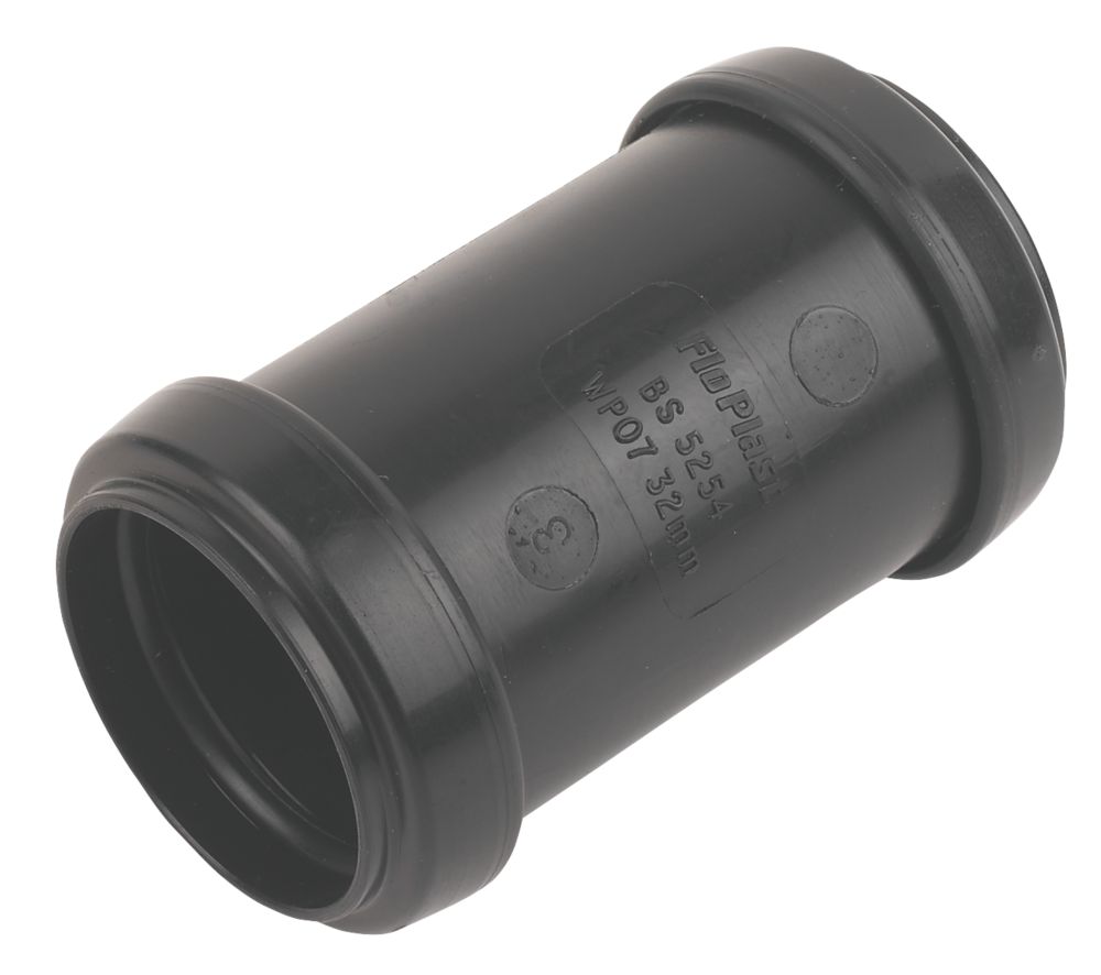 Image of FloPlast Push-Fit Straight Coupler Black 32mm x 32mm 