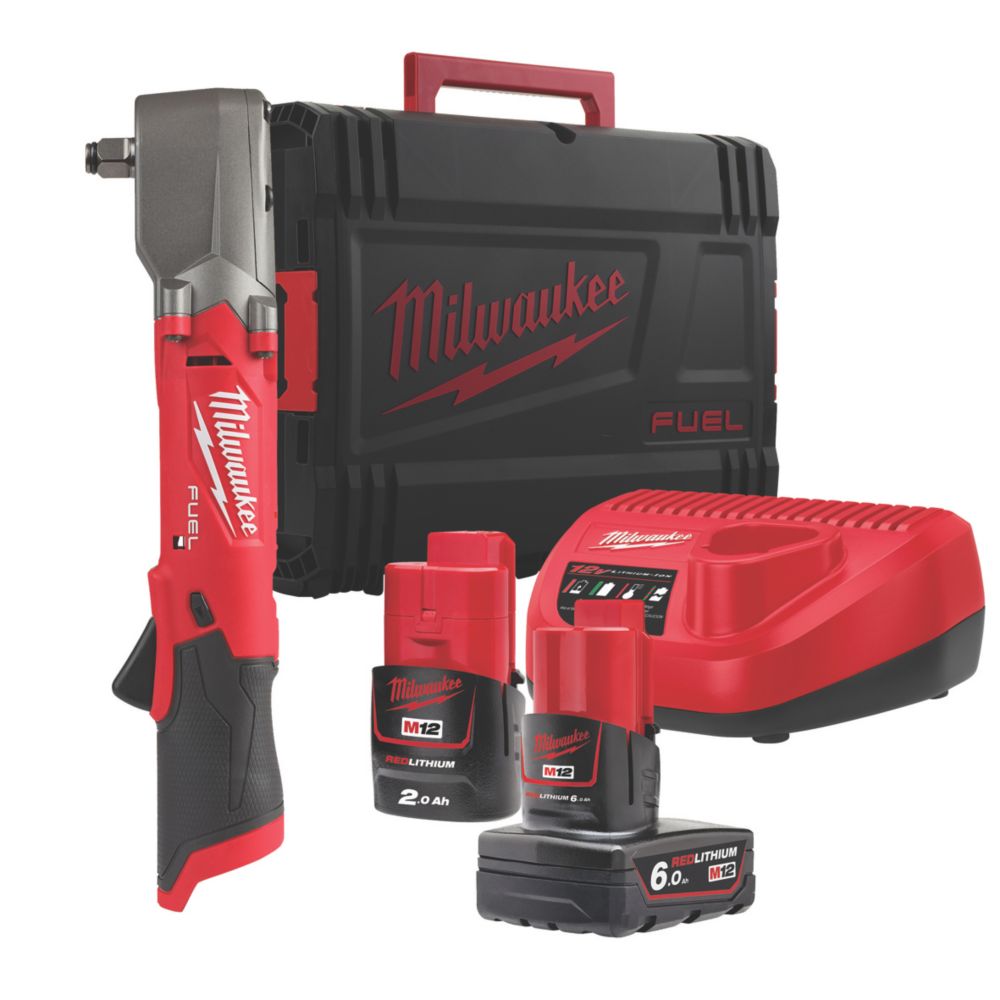 Image of Milwaukee M12 FRAIWF12-622X FUEL 12V 2 x 2.0 / 6.0Ah Li-Ion RedLithium Brushless Cordless Right Angle Impact Wrench 