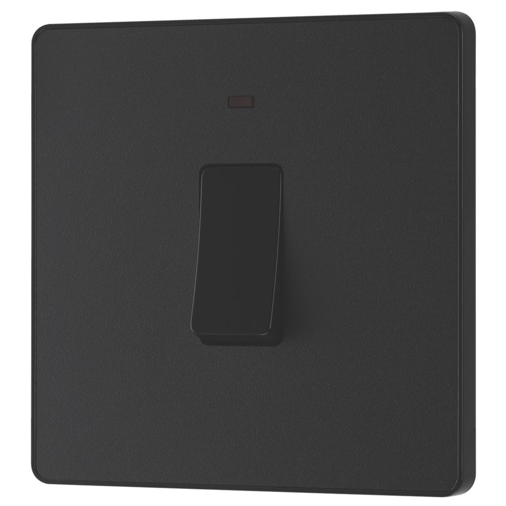 Image of British General Evolve 20A 1-Gang DP Control Switch Matt Black with LED with Black Inserts 