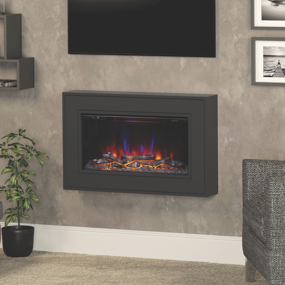 Image of Be Modern Albali Anthracite Remote Control Wall-Mounted Electric Fire 971mm x 608mm 