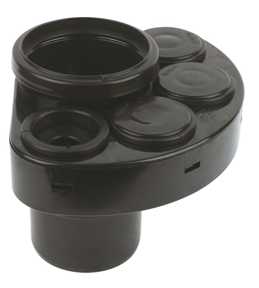 Image of FloPlast Push-Fit 4-Boss Single Socket Waste Manifold Black 110mm 