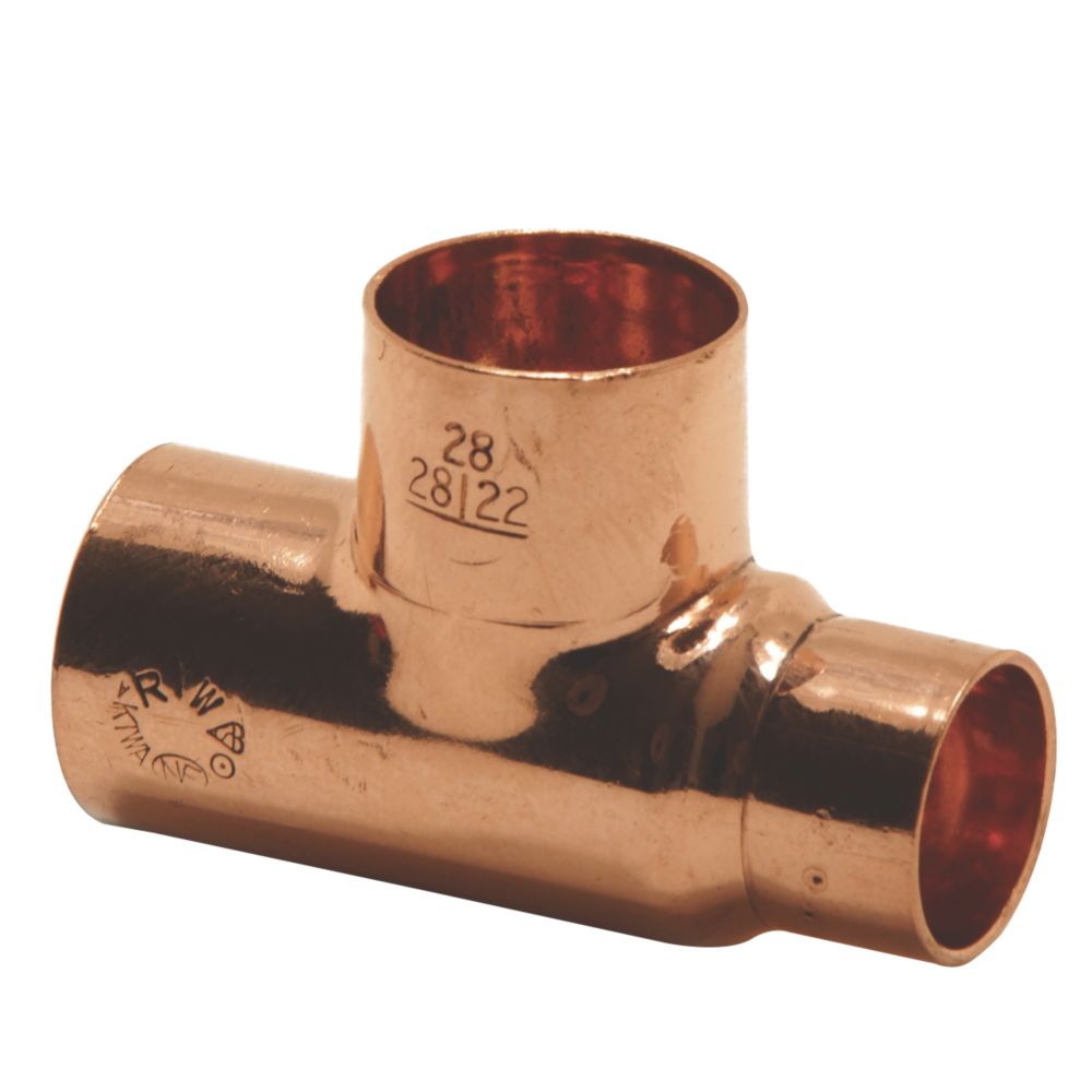 Image of Endex Copper End Feed Reducing Tee 22mm x 15mm x 22mm 