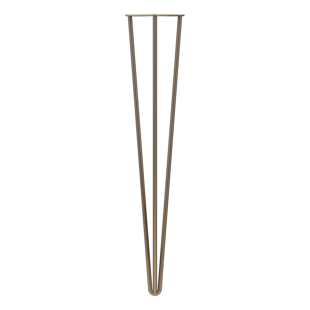 Image of Rothley 3-Pin Hairpin Worktop Leg Antique Brass 710mm 