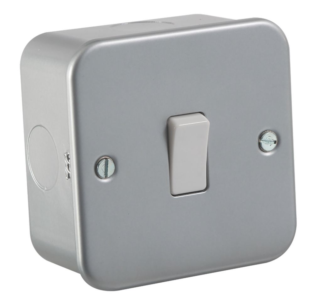 Image of Knightsbridge 10AX 1-Gang 2-Way Metal Clad 10AX Switch with White Inserts 