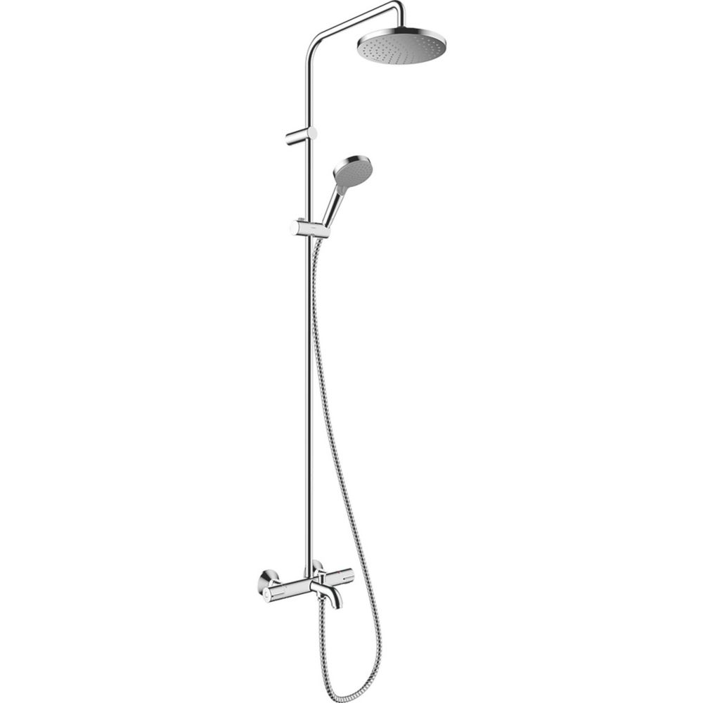 Image of Hansgrohe Vernis Blend Showerpipe 200 Shower System with Bath Thermostatic Mixer Modern Design Chrome 