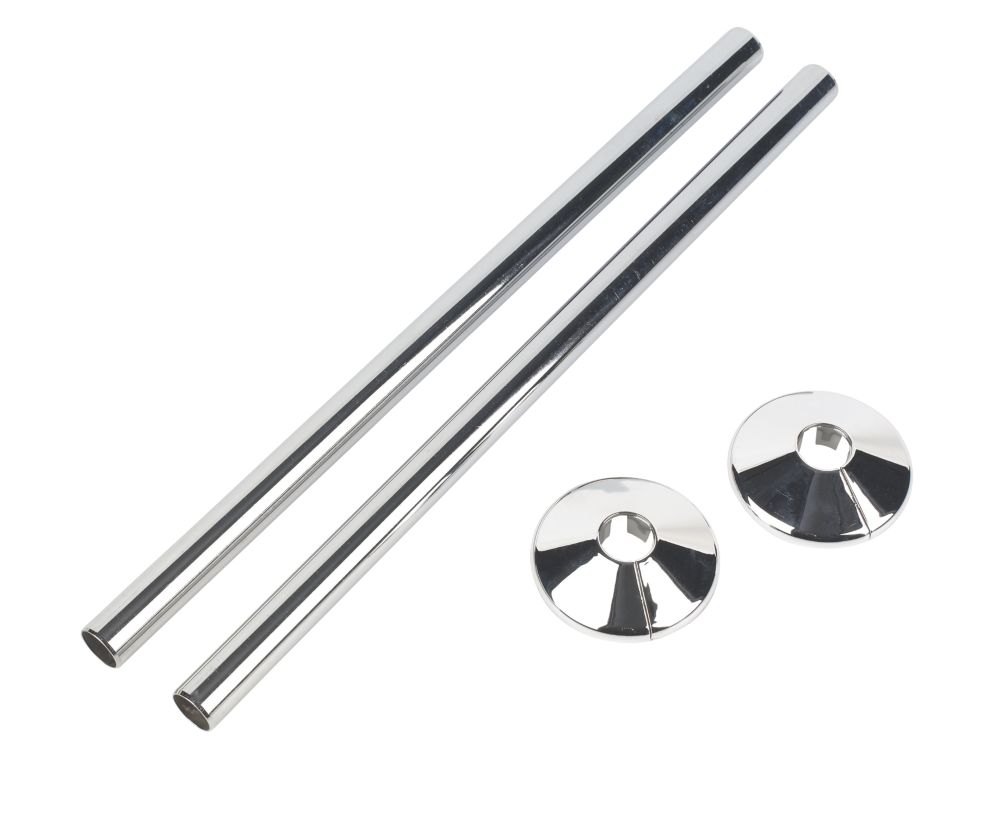Image of Radiator Valve Tubes & Collars Chrome 15mm x 300mm 