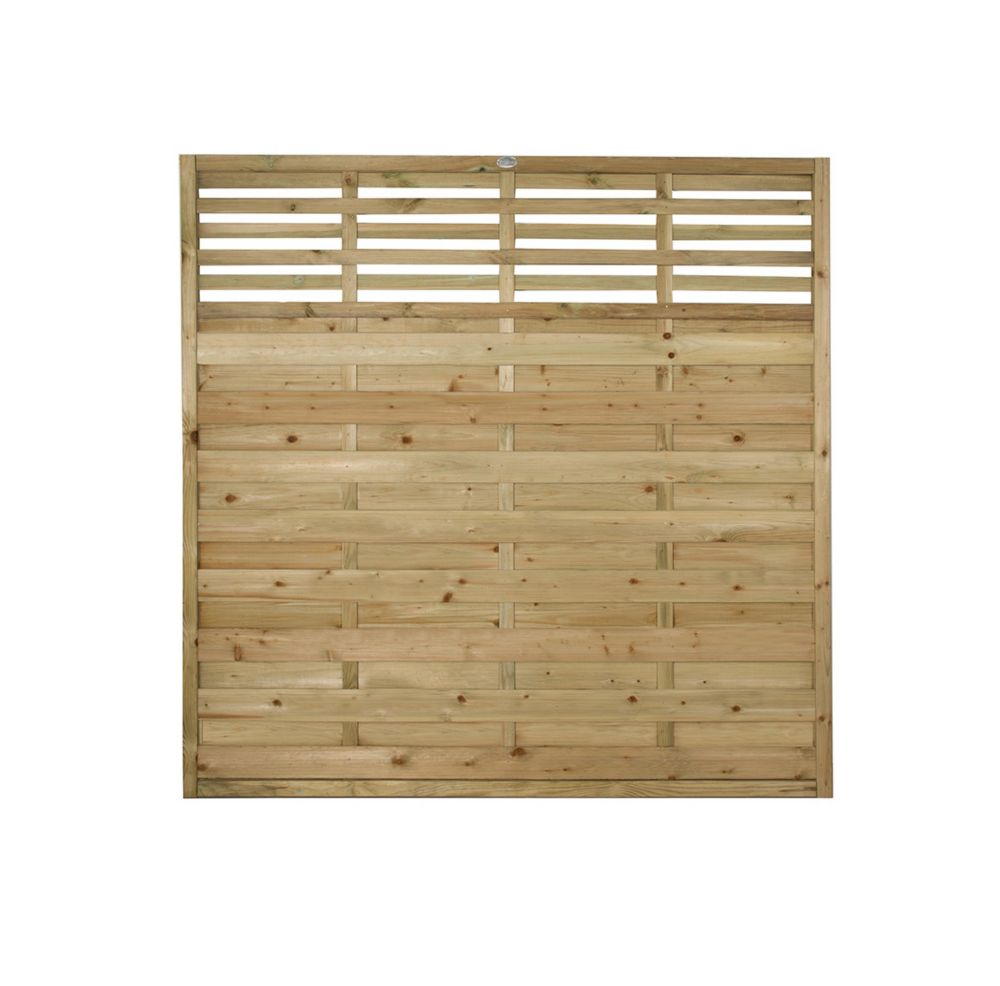 Image of Forest Kyoto Slatted Top Fence Panels Natural Timber 6' x 6' Pack of 6 