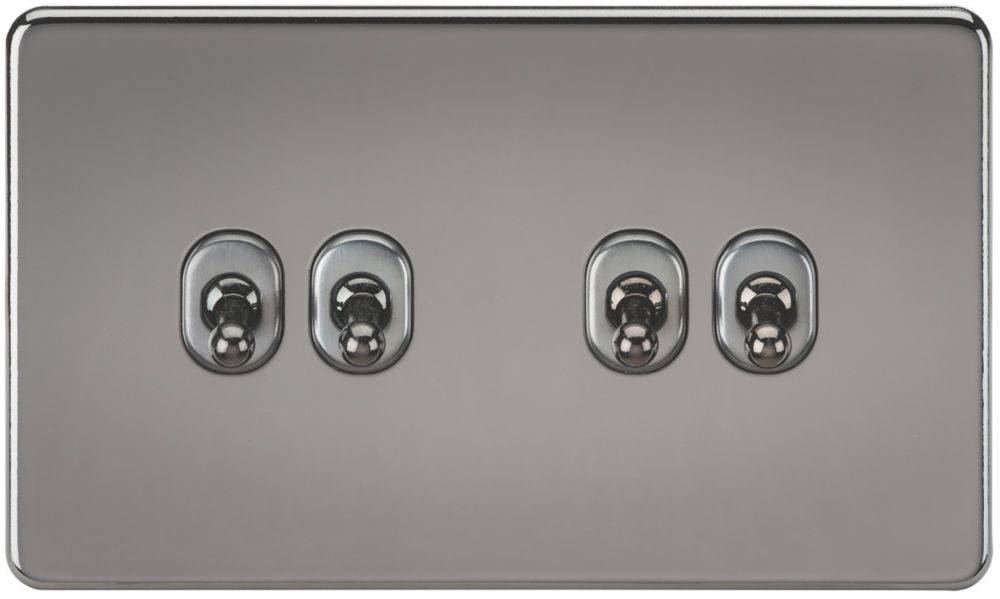 Image of Knightsbridge 10AX 4-Gang 2-Way Light Switch Black Nickel 