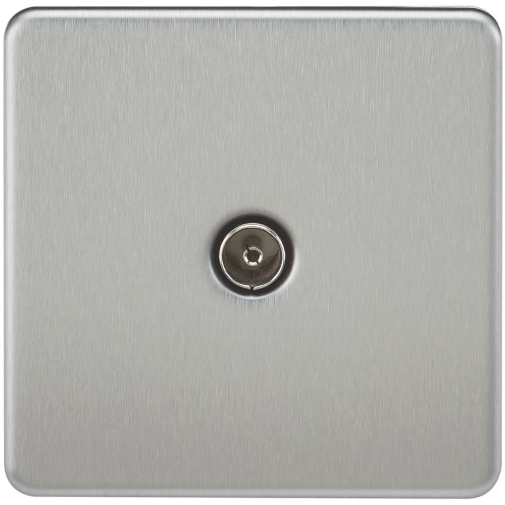Image of Knightsbridge 1-Gang Coaxial TV Socket Brushed Chrome 