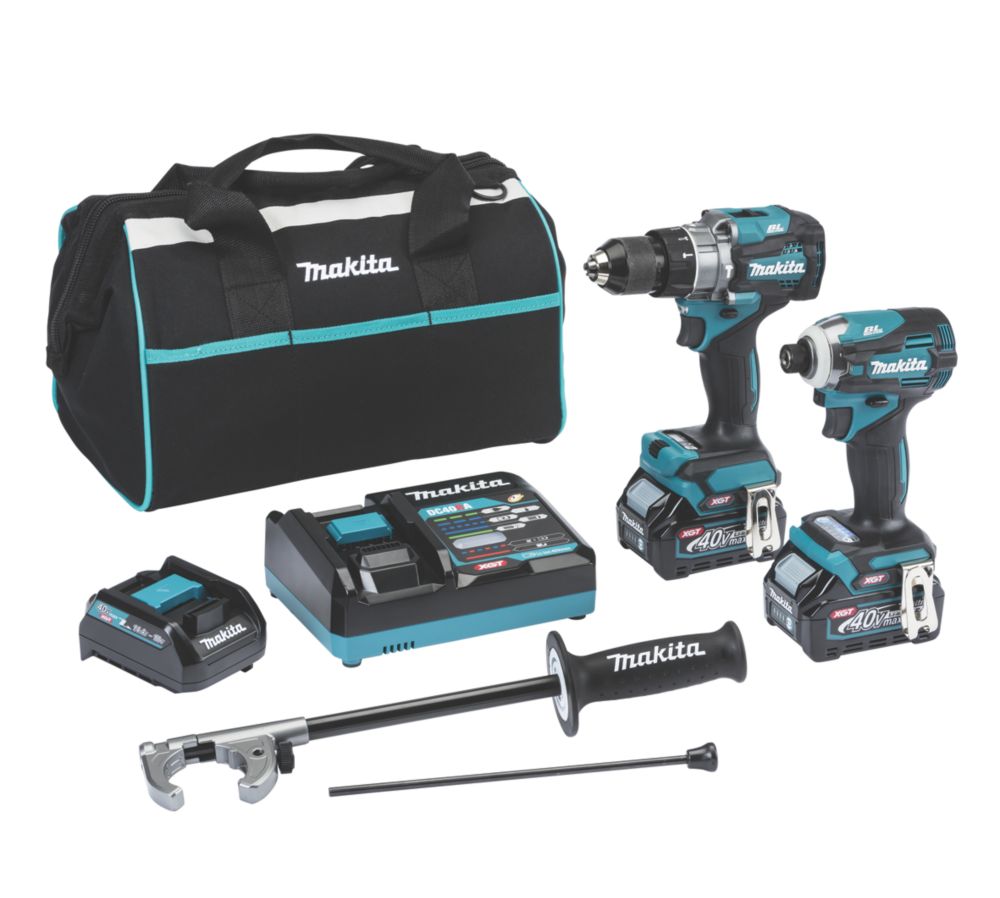 Image of Makita DK0114G202 40V 2 x 2.5Ah Li-Ion XGT Brushless Cordless Combi Drill & Impact Driver Twin Kit 