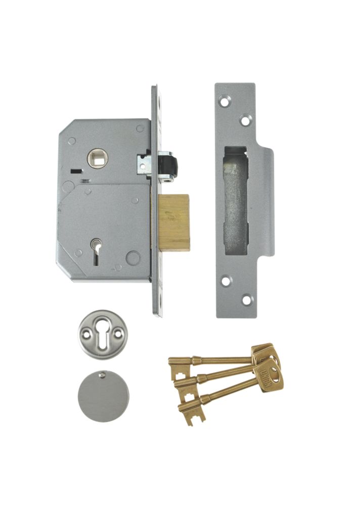 Image of Union Fire Rated Satin Chrome BS 5-Lever Mortice Sashlock 67mm Case - 40mm Backset 