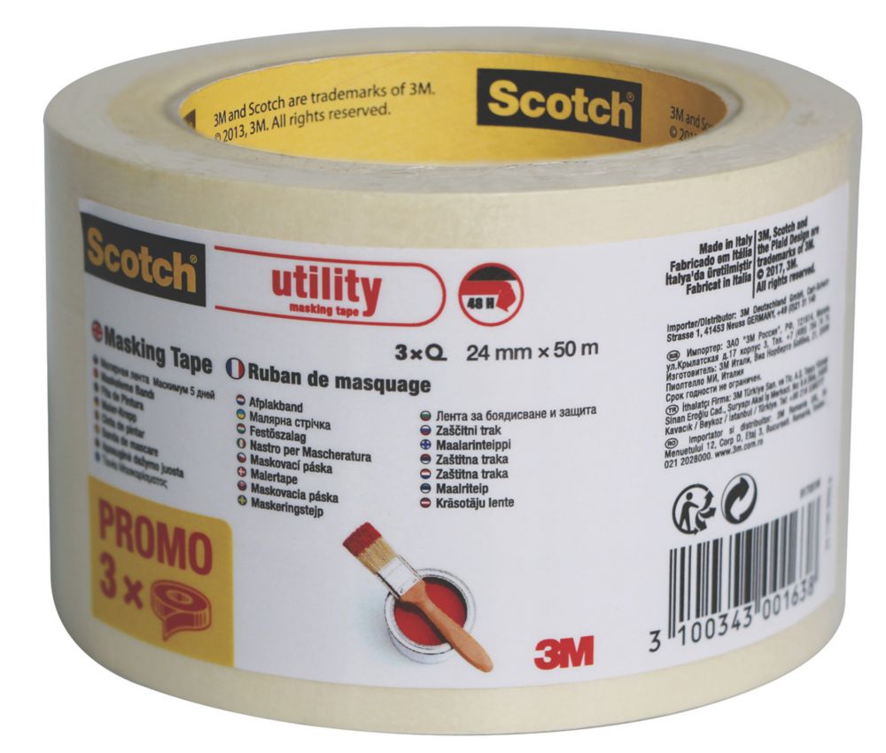Image of Scotch Masking Tape 50m x 24mm 3 Pack 
