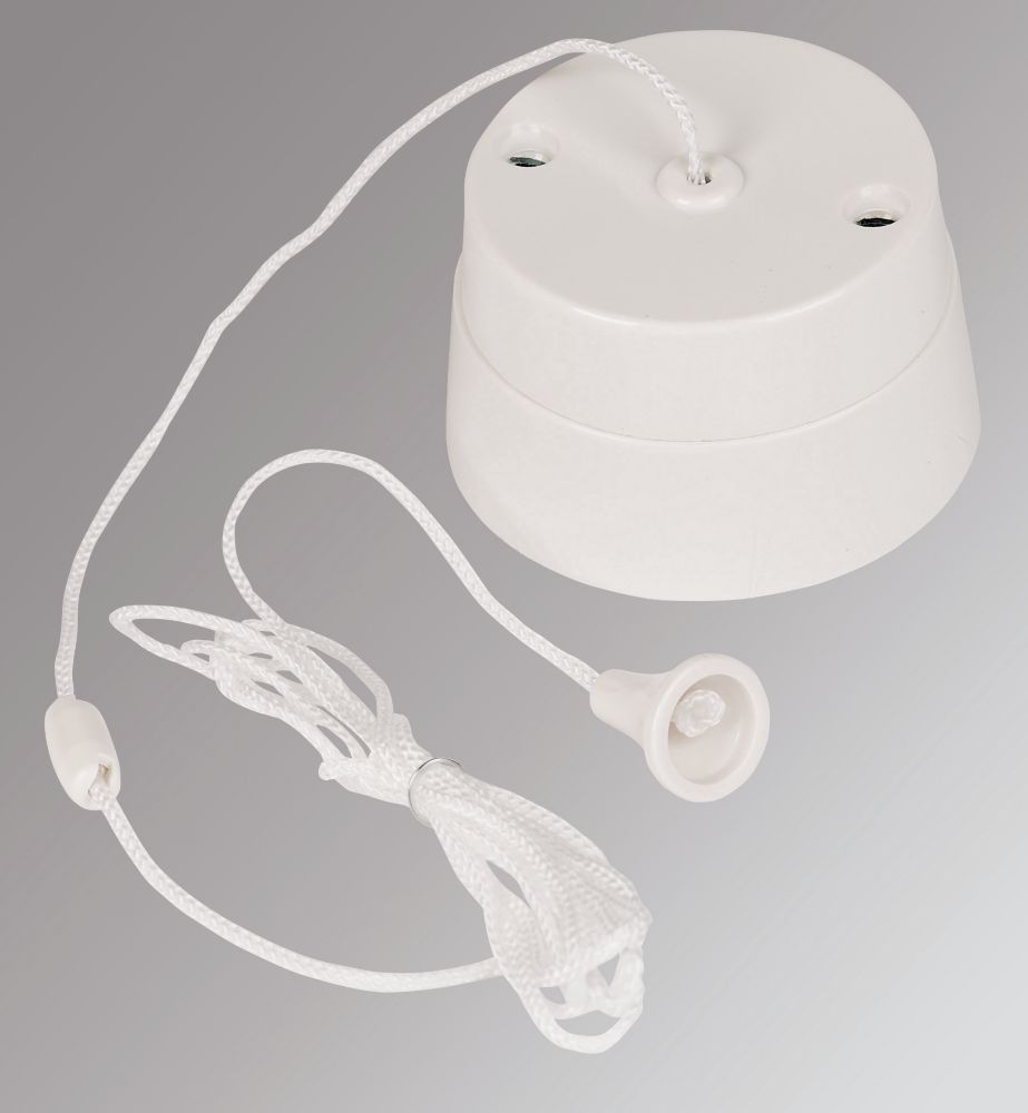 Image of Crabtree Capital 6A 2-Way Pull Cord Switch White 