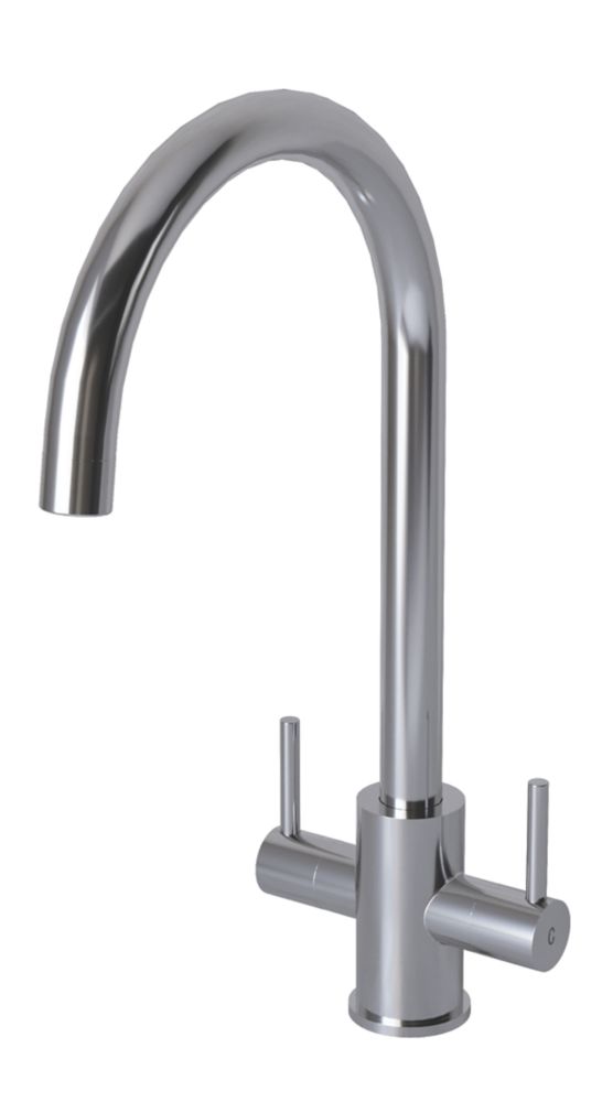 Image of ETAL Dart Twin Lever Kitchen Mixer Tap Polished Chrome 