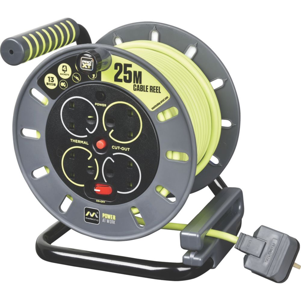 Image of PRO XT OMU2513 13A 4-Gang 25m Cable Reel 240V 
