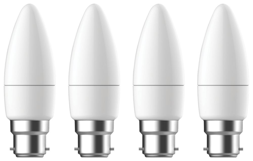 Image of LAP DFRDBL4GDB BC Candle LED Light Bulb 470lm 4.2W 4 Pack 