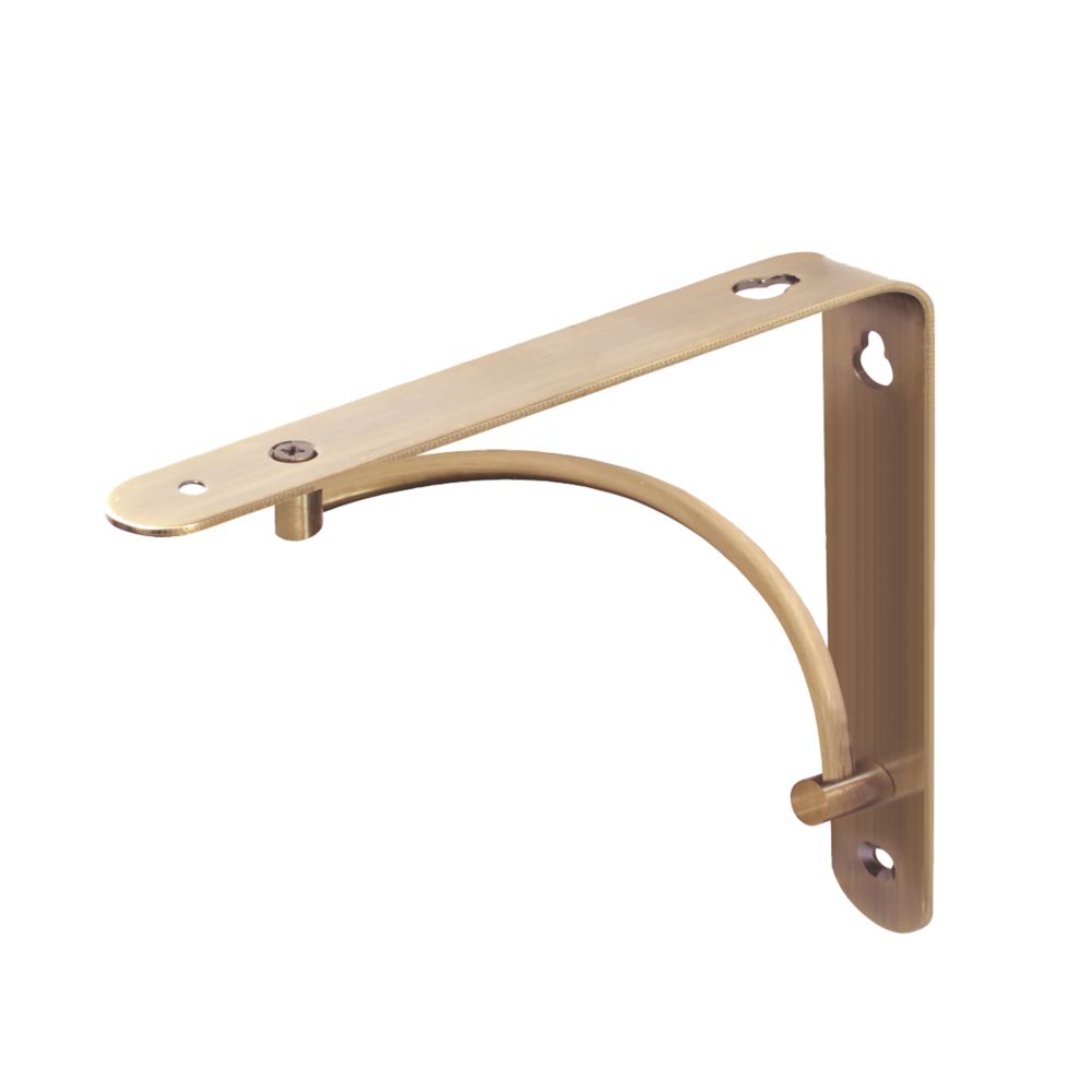 Image of Arc Shelf Brackets Brushed Brass 230mm x 180m 4 Pack 