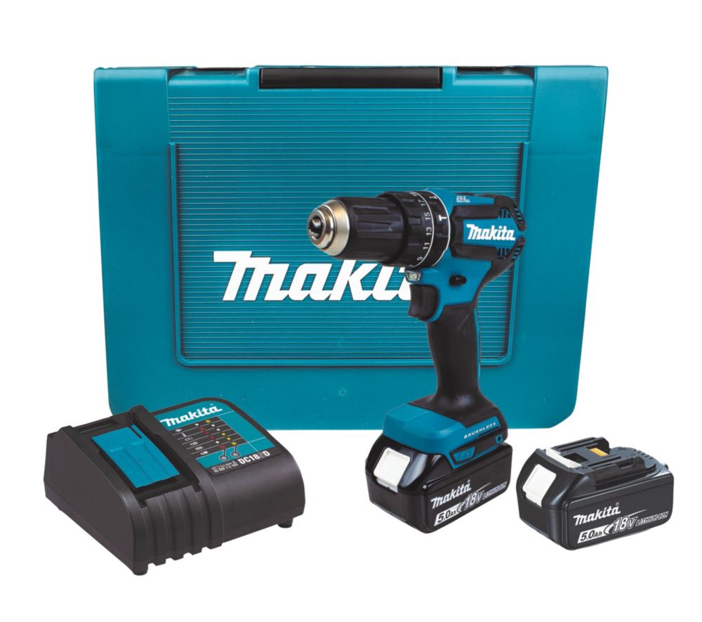 Image of Makita DHP485T001 18V 2 x 5.0Ah Li-Ion LXT Brushless Cordless Combi Drill 