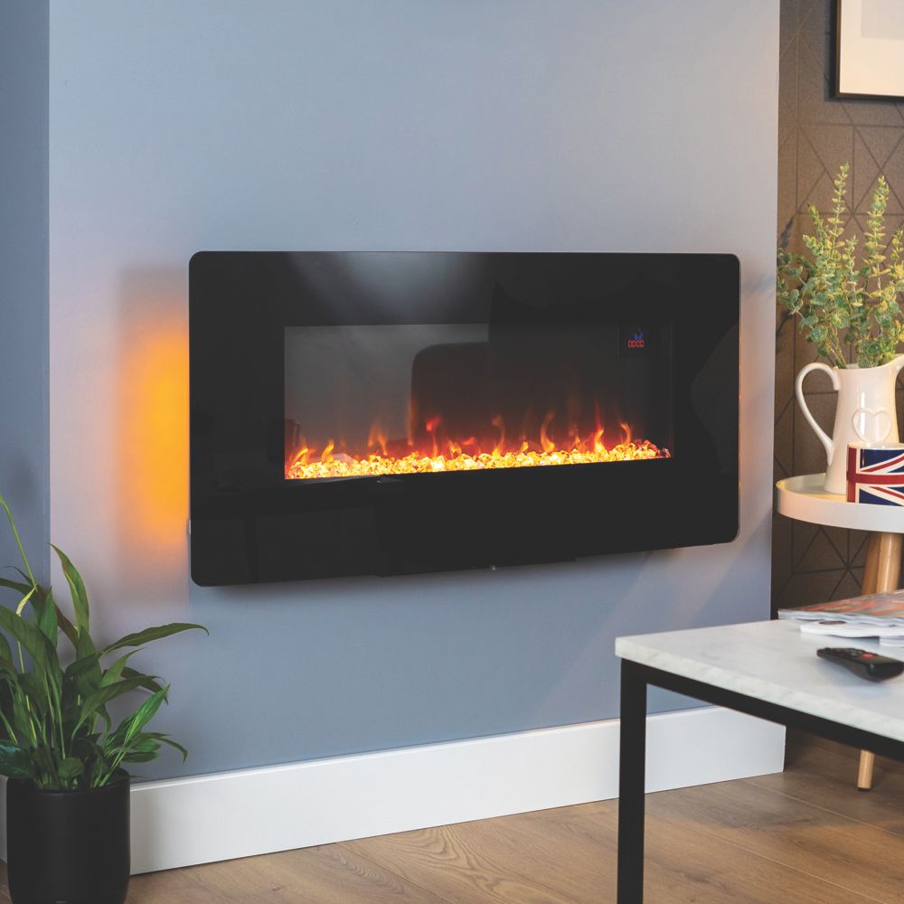 Image of Focal Point Pasadena Black Remote Control Wall-Mounted Electric Fire 914mm x 440mm 