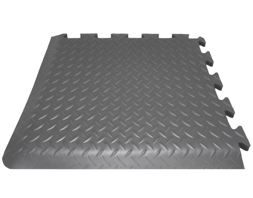 Image of COBA Europe Deckplate Connect Anti-Fatigue Floor Corner Mat Black 0.5m x 0.5m x 14mm 
