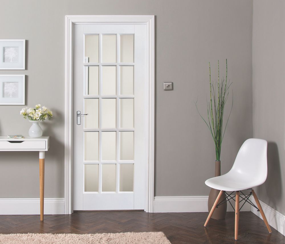 Image of Jeld-Wen 15-Clear Light Primed White Wooden Traditional Internal Door 1981mm x 838mm 