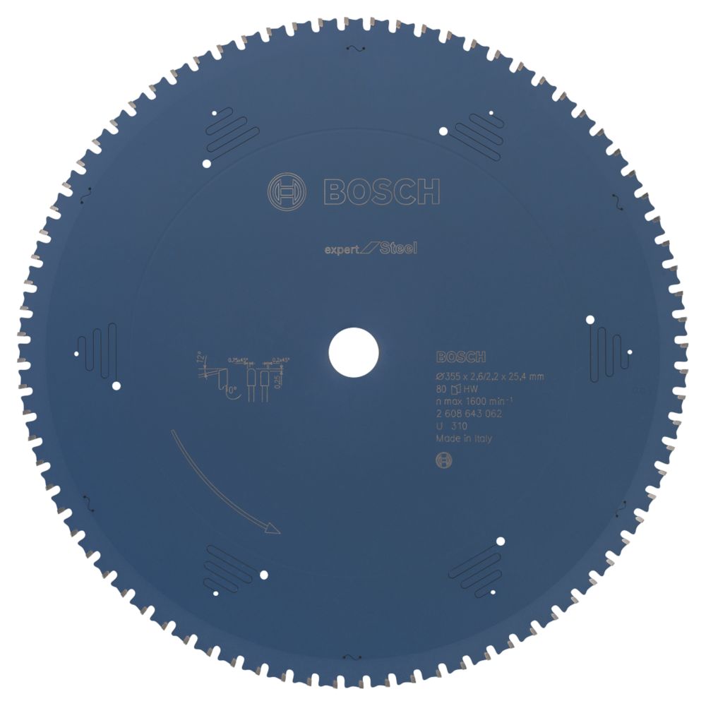 Image of Bosch Expert Steel Circular Saw Blade 355mm x 25.4mm 80T 