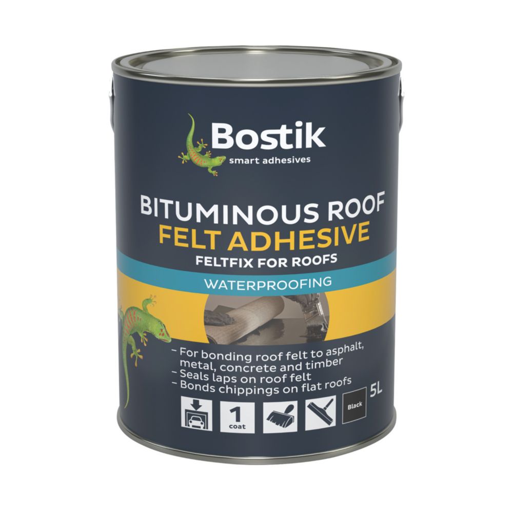 Image of Bostik Feltfix Bituminous Roof Felt Adhesive Black 5Ltr 