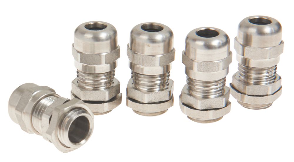 Image of Schneider Electric 304L Stainless Steel Cable Glands M16 5 Pack 