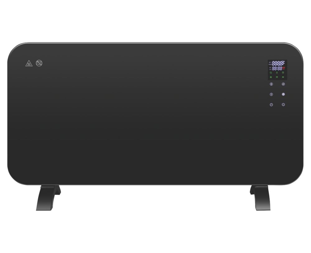 Image of TCP Freestanding or Wall-Mounted Smart Wi-Fi Glass Panel Heater Black 2kW 