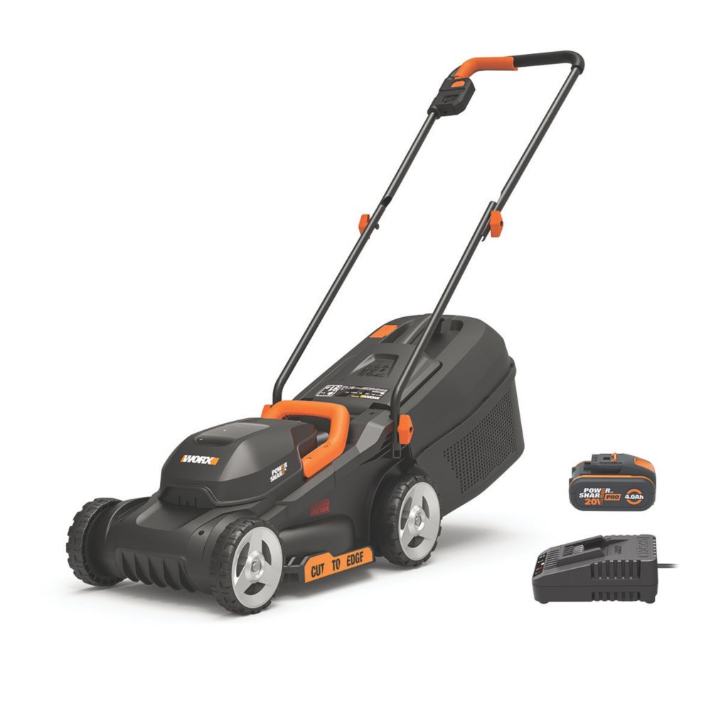 Image of Worx WG730E 20V 1 x 4.0Ah Lithium PowerShare Brushless Cordless 30cm Push Lawn Mower 