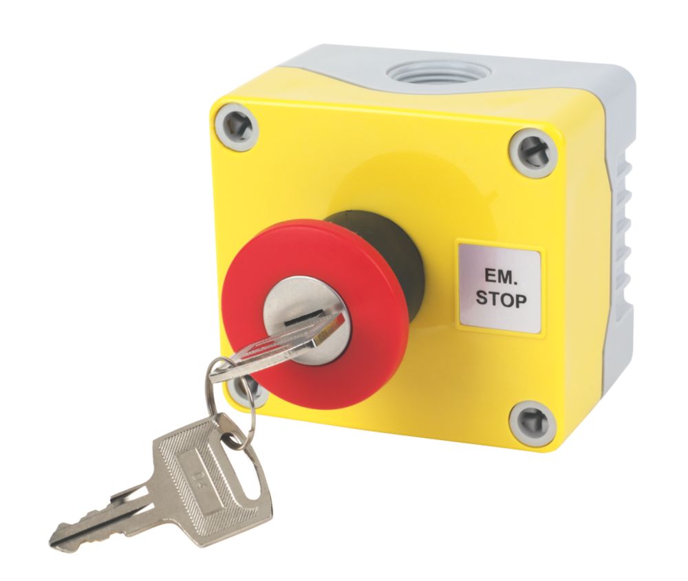 Image of Hylec 1DE.01.03AG-SF Double Pole Mushroom Head Push-Button Isolator Switch NO/NC 