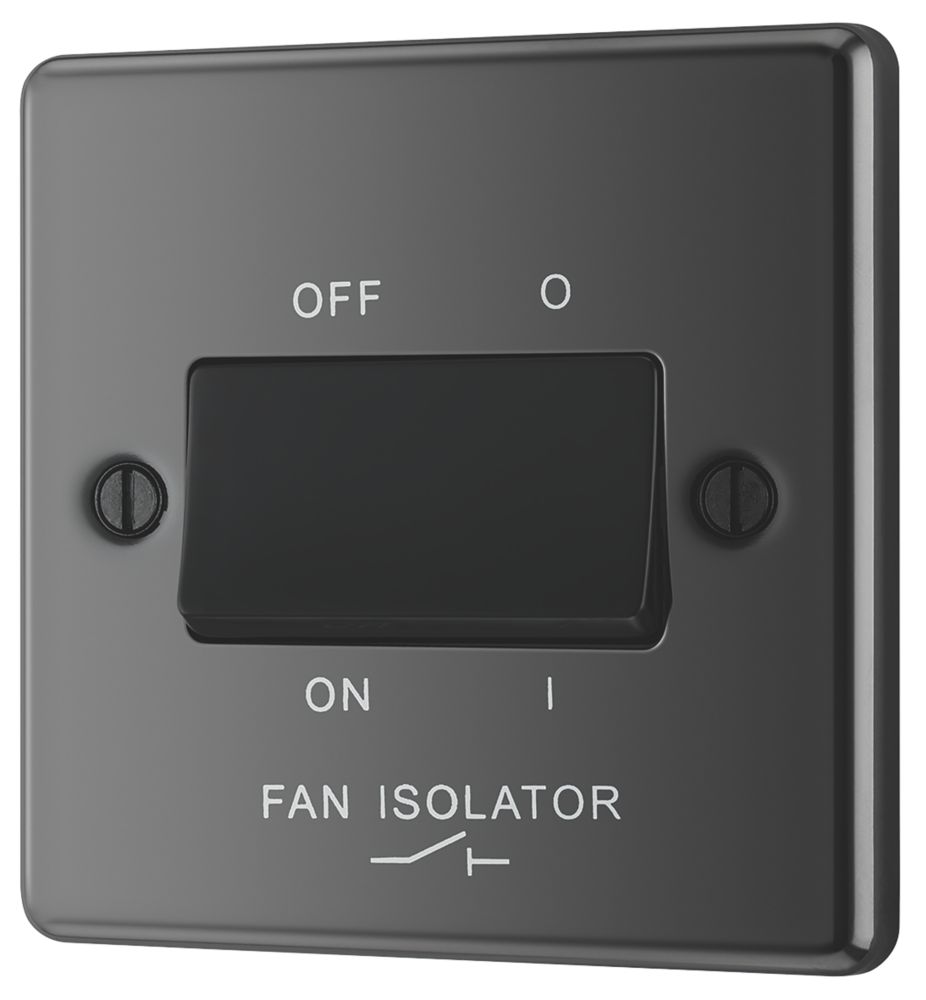 Image of LAP 10AX 1-Gang 3-Pole Fan Isolator Switch Black Nickel with Black Inserts 