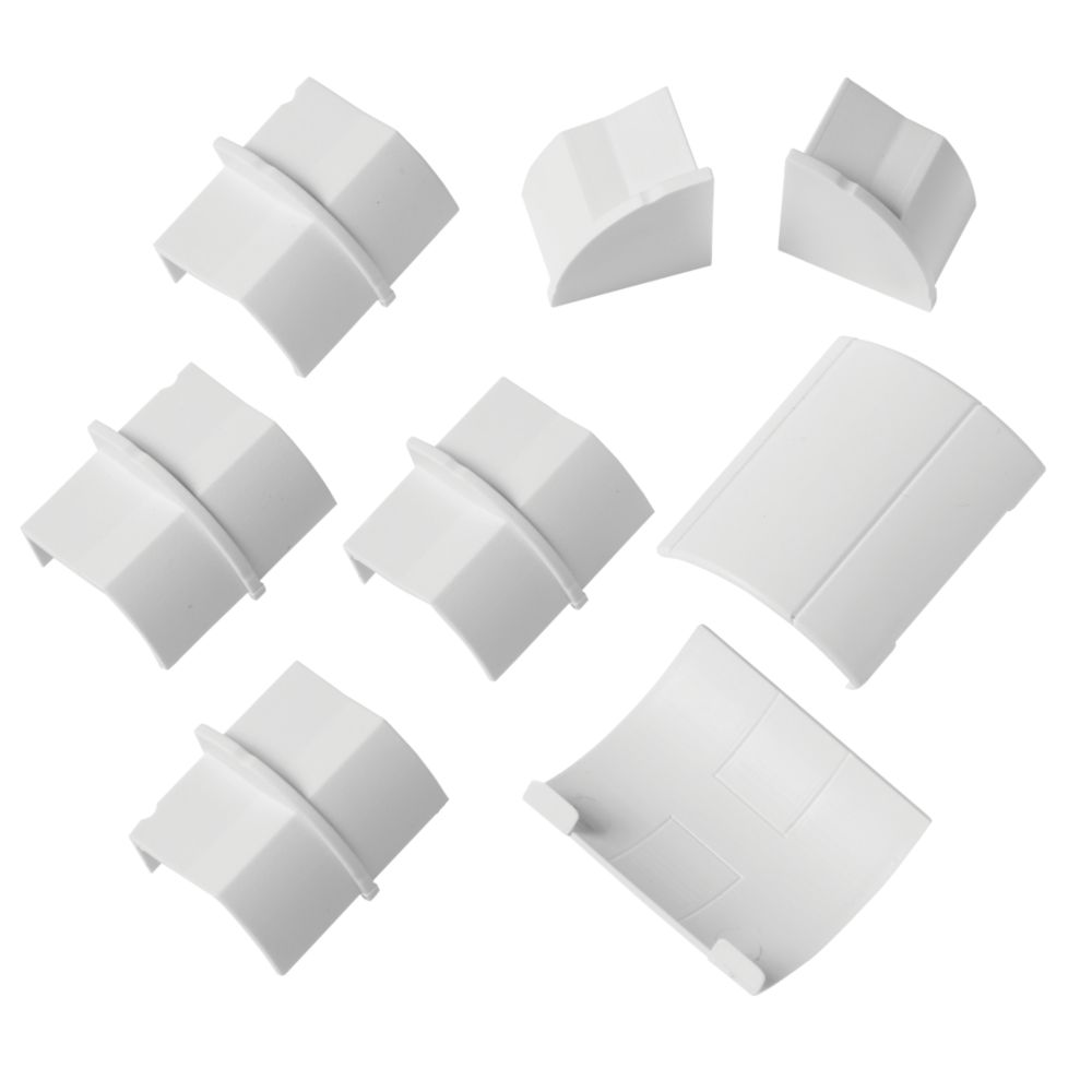 Image of D-Line Plastic White Decorative Trunking Floor Trim Accessories Pack 8 Pcs 
