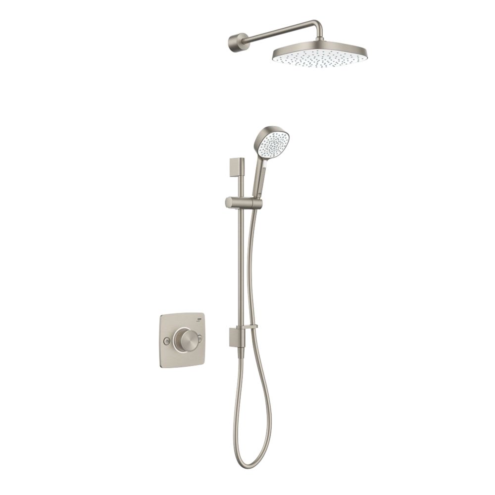 Image of Mira Evoco Rear-Fed Concealed Brushed Nickel Thermostatic Built-In Mixer Shower 