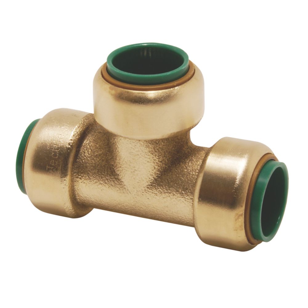 Image of Tectite Classic T24 Brass Push-Fit Equal Tee 1/2" 
