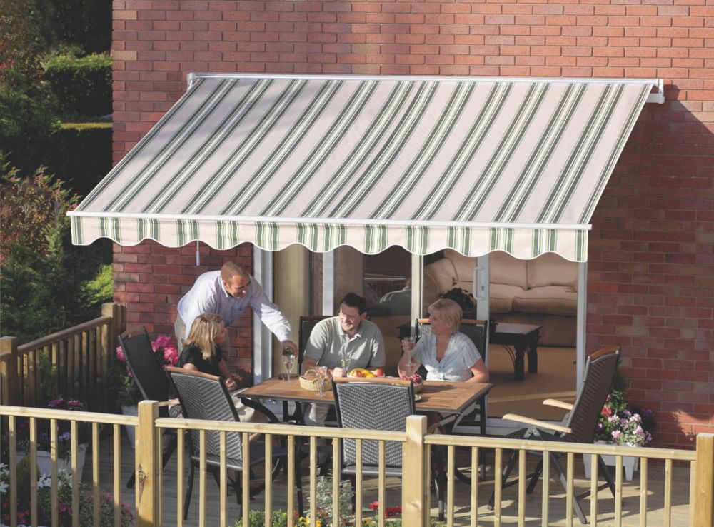 Image of Greenhurst Ascot Patio Awning Green / Beige 3.5m x 2.5m 