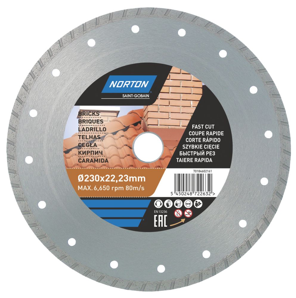Image of Norton Multi-Material Diamond Cutting Disc 230mm x 22.23mm 