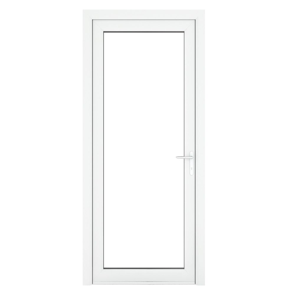 Image of Crystal Fully Glazed 1-Clear Light LH White uPVC Back Door 2090mm x 890mm 